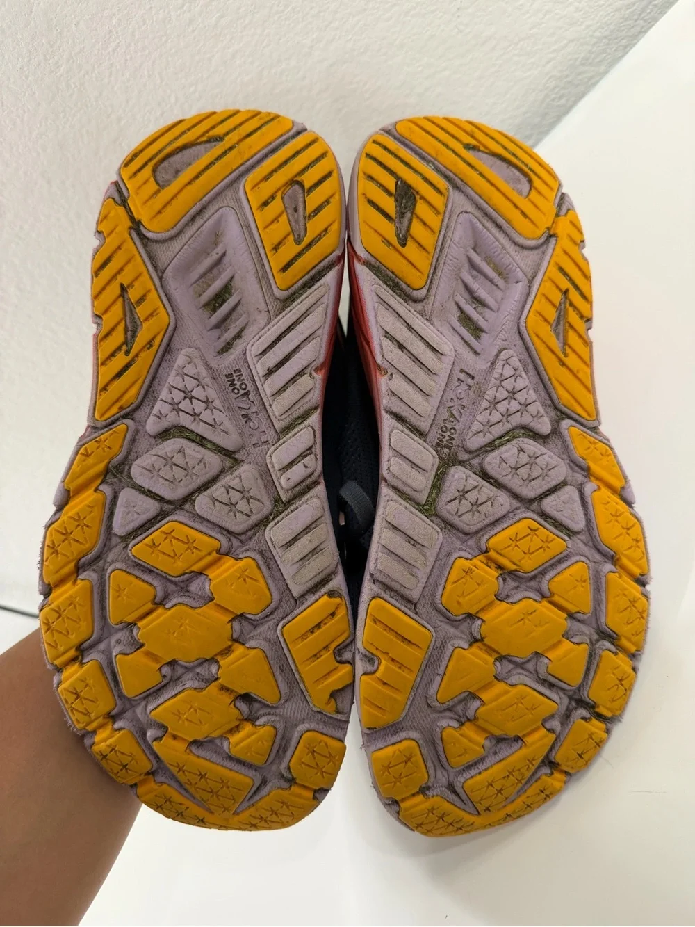 Hoka One One Women's Navy Running Shoes with Purple Midsole & Orange Accents